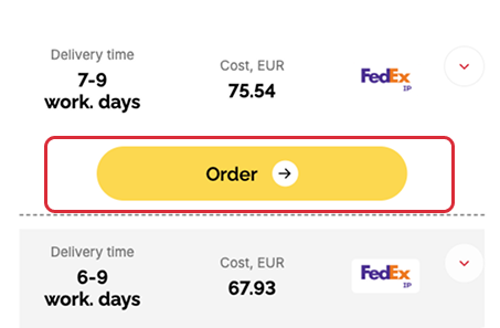 After entering the data, choose the carrier that will deliver your parcel and press the button “Order”