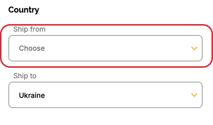 Go to the calculator and choose the country from which you need to ship the parcel to Ukraine