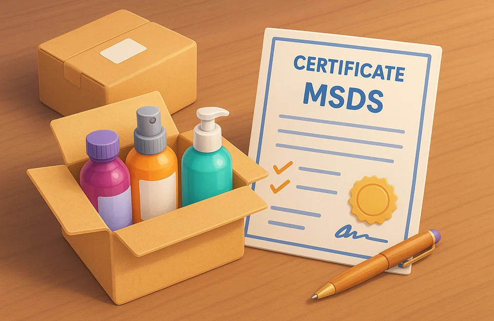 Отправка образцов продукции и оформление сертификата MSDS